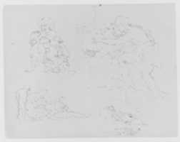 Free download Child with Dog; Two Figures in Encounter; Two Figures and Child Attending to Dying Male [?]; Figure on Deathbed (from Sketchbook) free photo or picture to be edited with GIMP online image editor