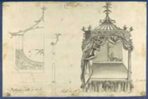 Free download Chinese Bed, in Chippendale Drawings, Vol. I free photo or picture to be edited with GIMP online image editor