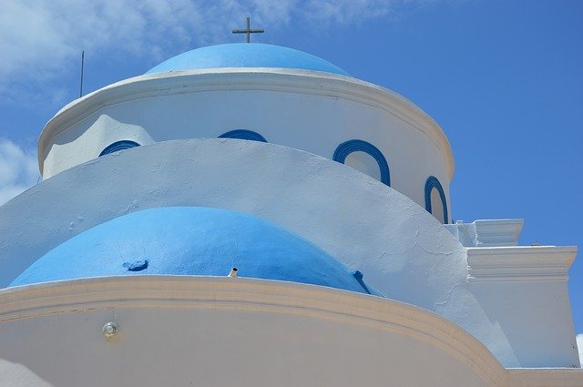 Безкоштовно завантажте безкоштовне зображення церкви кос, греція, синьо-білий кос, яке можна редагувати за допомогою безкоштовного онлайн-редактора зображень GIMP