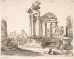 Free download Classical Landscape with Ruins (recto); Two men in Roman military dress (verso) free photo or picture to be edited with GIMP online image editor