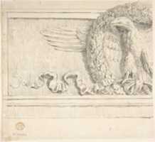 Free download Classical Molding with Human Head, Leaves, Vines and Empty Roundels (recto); Detail of Classical Molding with Eagle In front of a Wreath with Ribbon Below (verso) free photo or picture to be edited with GIMP online image editor