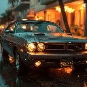 Classic Dodge Challenger RT Night in Miami  screen for extension Chrome web store in OffiDocs Chromium