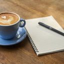 Coffee cup and notebook  screen for extension Chrome web store in OffiDocs Chromium