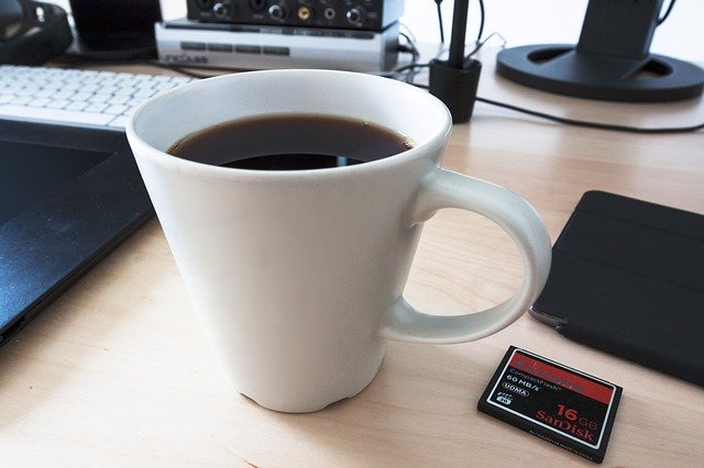 Free download coffee cup workplace memory card free picture to be edited with GIMP free online image editor