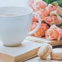 Coffee with flowers and books  screen for extension Chrome web store in OffiDocs Chromium