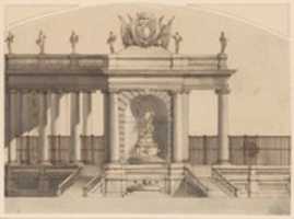 Free download Colonnade and Fountain with a Crowned Armorial Shield free photo or picture to be edited with GIMP online image editor