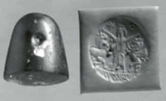 Free download Conoid stamp seal: king mastering two rearing lion-griffins, star and reversed crescent with sun-disc free photo or picture to be edited with GIMP online image editor