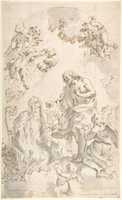 Free download Copy of Gaullis Drawing:  Christ Giving the Host to a Holy Abbess free photo or picture to be edited with GIMP online image editor