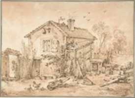 Free download Cottage with Figures free photo or picture to be edited with GIMP online image editor