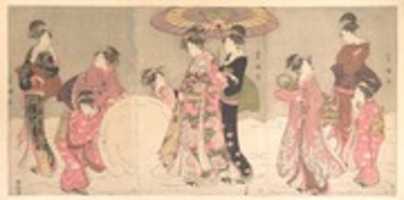 Free download Courtesans and Attendants Playing in the Snow free photo or picture to be edited with GIMP online image editor