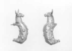 Free download Crescent-shaped earrings with bulls heads free photo or picture to be edited with GIMP online image editor