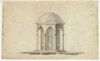 Free download Cross-section of a chapel (?); verso: Pavillion in Neogothic style free photo or picture to be edited with GIMP online image editor
