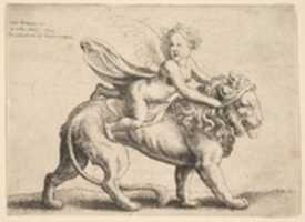 Free download Cupid on a lion free photo or picture to be edited with GIMP online image editor