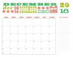Free download Cute And Crafty Monthly Calendar December 2018 free photo or picture to be edited with GIMP online image editor