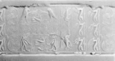 Free download Cylinder seal: rows of animals; falcons flanking goat, Taweret goddesses free photo or picture to be edited with GIMP online image editor
