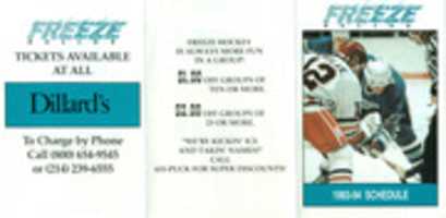Free download Dallas Freeze, CHL 1993-94 pocket schedule free photo or picture to be edited with GIMP online image editor