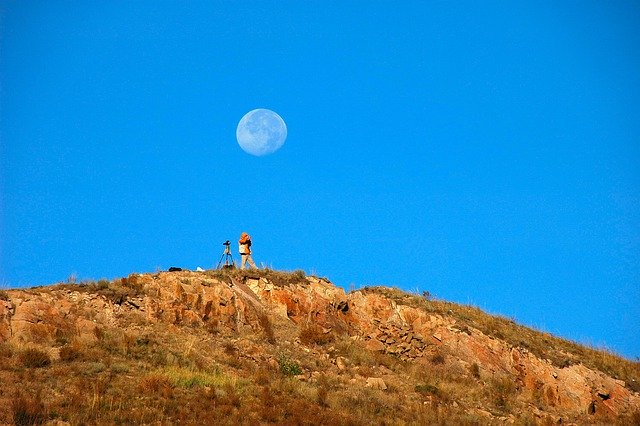 Free download daytime moon mountain nature free picture to be edited with GIMP free online image editor