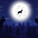 Deer Leaping Over the Cliff Under Moonlight  screen for extension Chrome web store in OffiDocs Chromium