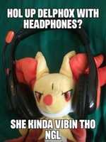 Free download Delphox w/ headphones free photo or picture to be edited with GIMP online image editor