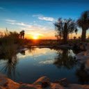 Desert Oasis Sunset  screen for extension Chrome web store in OffiDocs Chromium