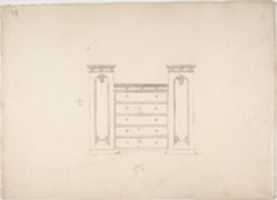 Free download Design for a Cabinet with Central Drawers and Palmeate Ornament free photo or picture to be edited with GIMP online image editor