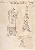 Free download Design for a Chair, Candlestick and Putto Holding Basin free photo or picture to be edited with GIMP online image editor