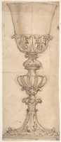 Free download Design for a Chalice with Acanthus and Egg and Dart Motif (Recto). Sketch for a Half Base of an Urn (Verso). free photo or picture to be edited with GIMP online image editor
