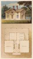 Free download Design for a Cottage-Villa in the Bracketted Mode, Constructed in Wood (perspective and plan) free photo or picture to be edited with GIMP online image editor