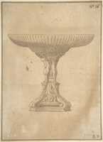 Free download Design for a Cup Supported by Standing Nudes with Standard of Seated Figure with Book and Bird free photo or picture to be edited with GIMP online image editor