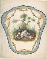 Free download Design for a Firescreen with Picnic Scene and Playing Cards free photo or picture to be edited with GIMP online image editor