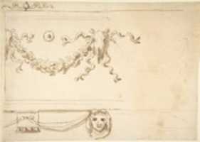 Free download Design for a Frieze: Garland and Animal Skull free photo or picture to be edited with GIMP online image editor
