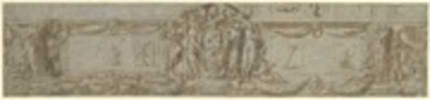 Free download Design for a Frieze with Central Cartouche Containing Medici Arms with Papal Tiara free photo or picture to be edited with GIMP online image editor
