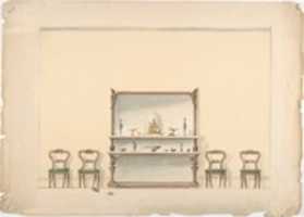 Free download Design for a Mirrored, Marble-topped Sideboard and Four Chairs free photo or picture to be edited with GIMP online image editor