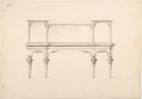 Free download Design for a Mirrored Sideboard with Pointed Legs and Floral Ornament free photo or picture to be edited with GIMP online image editor