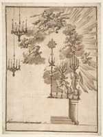 Free download Design for an Altar for Easter Week Celebrations Decorated with Putti and Chandeliers free photo or picture to be edited with GIMP online image editor