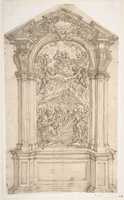 Free download Design for an Altar with a Painting of the Adoration of the Shepherds with God the Father Above. free photo or picture to be edited with GIMP online image editor
