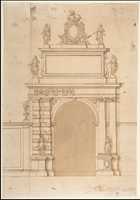 Free download Design for an Arched Portal with Royal Arms and Allegorical Figures free photo or picture to be edited with GIMP online image editor