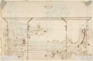 Free download Design for an Arch Through Which Is Seen a Fountain with Two Putti (recto); Design for an Architectural Structure (verso) free photo or picture to be edited with GIMP online image editor