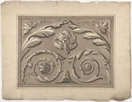 Free download Design for an Oblong Panel Carved with Foliage free photo or picture to be edited with GIMP online image editor