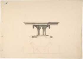 Free download Design for an Octagonal Gothic Pedestal Table: Elevation and Plan free photo or picture to be edited with GIMP online image editor