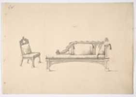 Free download Design for a One-armed Gothic Style Sofa and Chair free photo or picture to be edited with GIMP online image editor