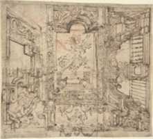 Free download Design for a Painted Ceiling: Perspective Architectural with a Figure at the Center free photo or picture to be edited with GIMP online image editor
