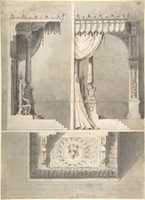 Free download Design for a Papal Throne with Elevations and Sketch of Baldacchino Interior. free photo or picture to be edited with GIMP online image editor