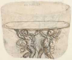 Free download Design for a Plate Supported by Two Putti with Tails (Recto). Sketch for the Same Subject (Verso) . free photo or picture to be edited with GIMP online image editor
