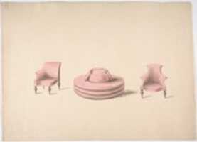 Free download Design for a Round Pink Sofa and an Armchair and a One-armed Chair free photo or picture to be edited with GIMP online image editor