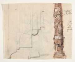 Free download Design for a sepulchral monument with an allegory of Time; verso: Design for a column free photo or picture to be edited with GIMP online image editor