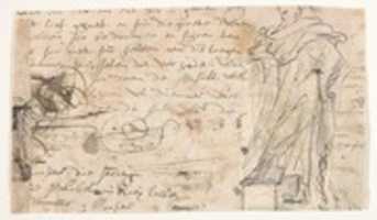 Free download Design for a sepulchral monument with a seated female figure; verso: Design for a statue of a standing male figure and fragment of a letter free photo or picture to be edited with GIMP online image editor