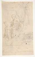 Free download Design for a sepulchral monument with a seated prophet or philosopher; verso: Sketches free photo or picture to be edited with GIMP online image editor