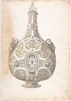 Free download Design for a Silver- gilt Flask Decorated with Strapwork, Masks, Moresques free photo or picture to be edited with GIMP online image editor