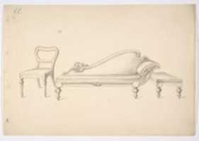 Free download Design for a Sofa with One WIng-like Arm, Chair and Stool free photo or picture to be edited with GIMP online image editor